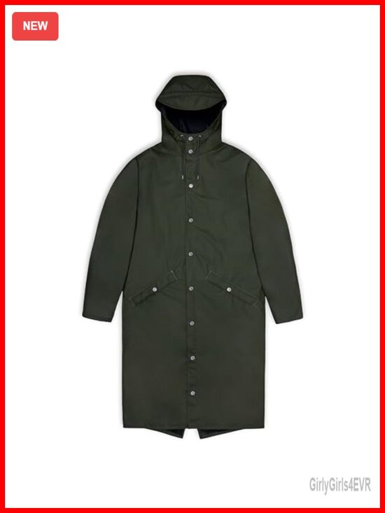 Jackets & Blazers - Waterproof PU Rain Jacket with Hood, Mid-Length Regular Fit